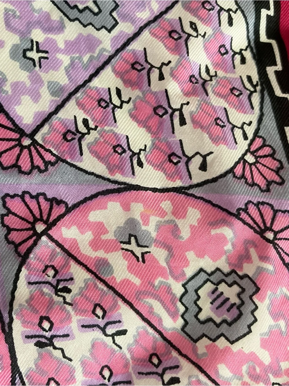 Silk Floral Pink & Magenta Woman’s Square Scarf, Geometric